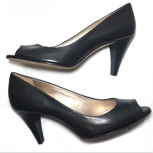 Antonio Melani Leather Peep Toe Heels